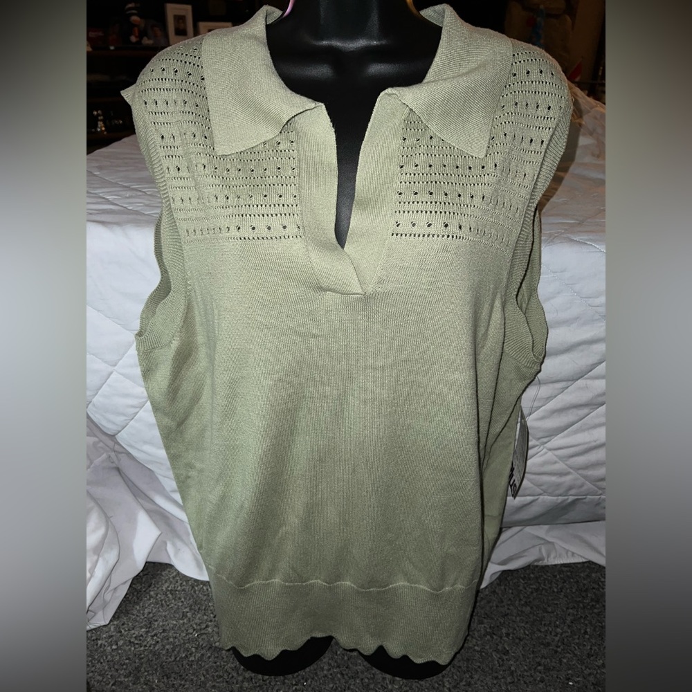 Joie Brand New Eyelet Scalloped Sleeveless Sweater